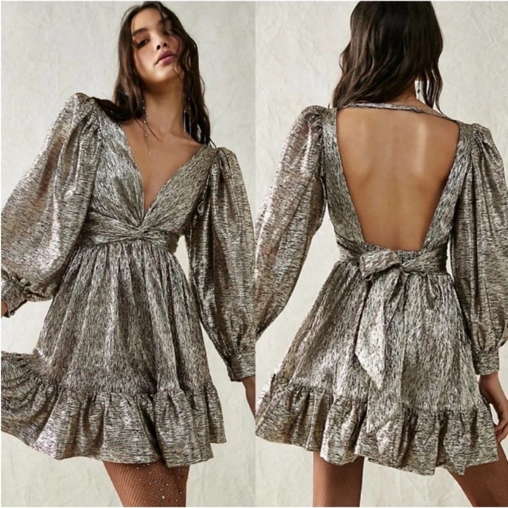 Sabina Musayev Roxana Metallic Mini Dress